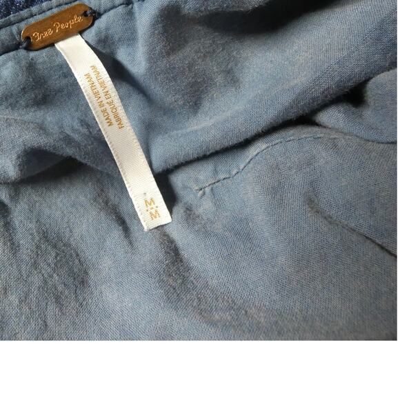 Free People Medium Halter Denim Open Backside Dress Cotton Boho - Picture 6 of 6